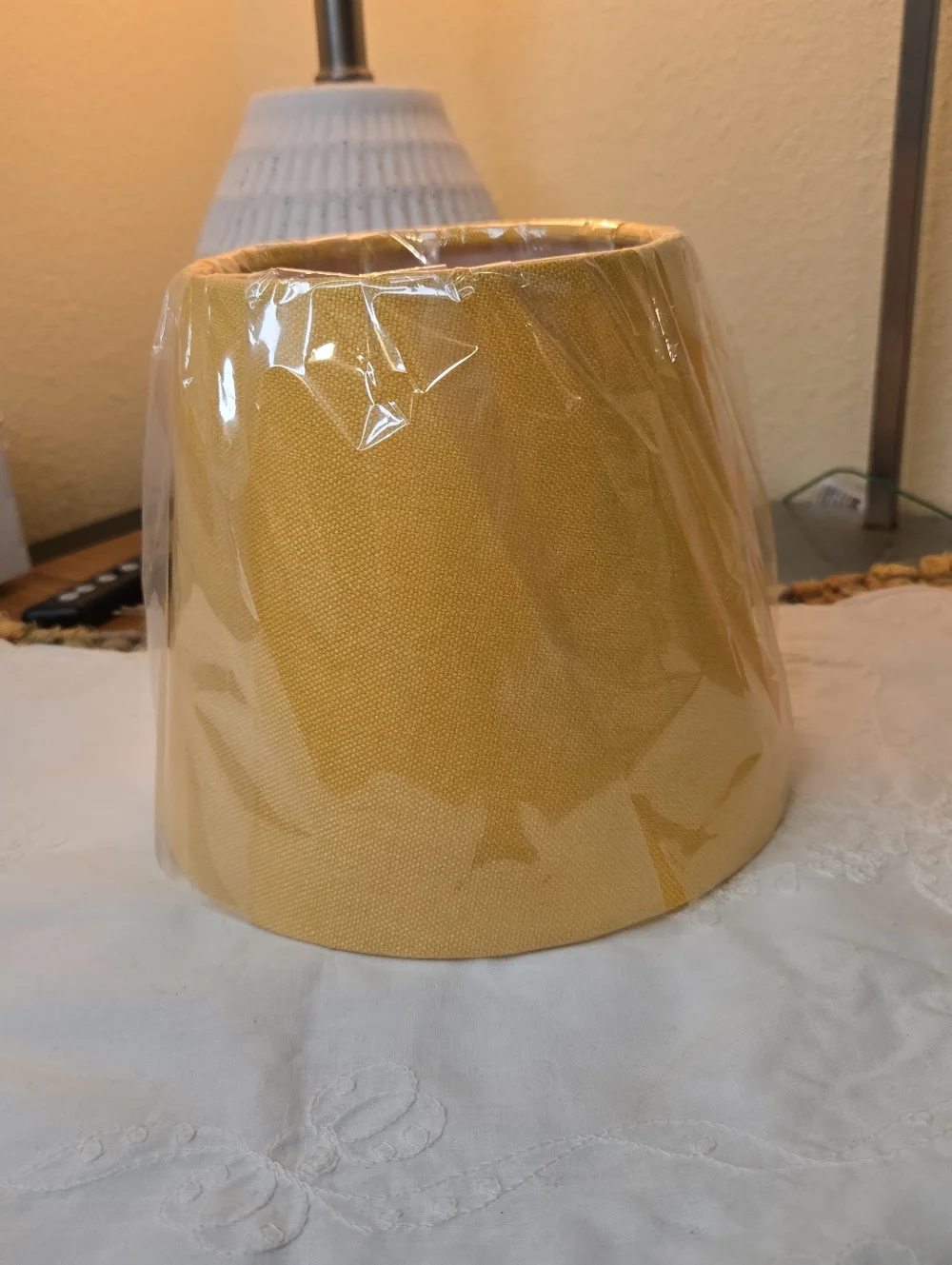 Yellow Fabric Drum Lamp Shade Small Farmhouse Style NWOT